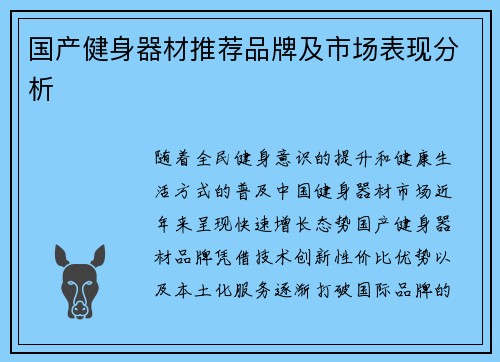 国产健身器材推荐品牌及市场表现分析